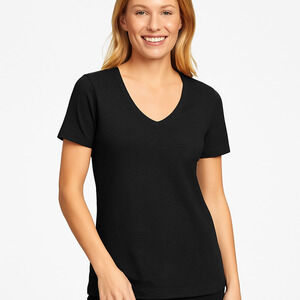 Felina Jersey V-Neck Tee – Short Sleeve T-Shirt – Women’s Size Large – Black